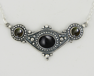 Sterling Silver Necklace With Black Onyx And Spectrolite